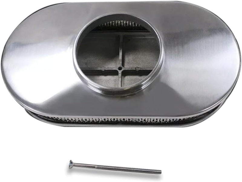 Tiny Force 15" Oval Half Finned Black Aluminum Air Cleaner Compatible With Classic Chevy Ford Hot Rod Rat Rod Muscle Car or Custom Car SBC BBC Fits 5 1/8" Carburetors - Image 5
